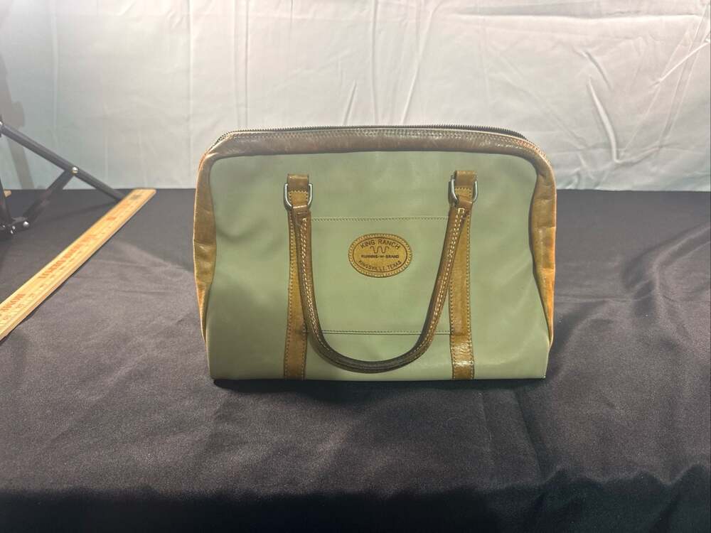 King Ranch Vintage Beige Canvas and Leather Top Handle Bag